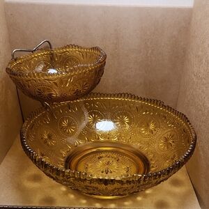 Amber Glass Serving Bowl Set